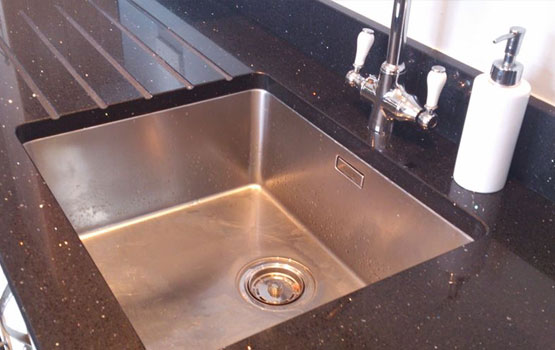 Man sized single bowl Blanco sink.